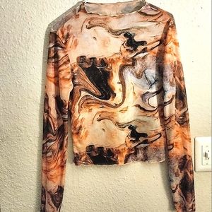 Marble long sleeve blouse